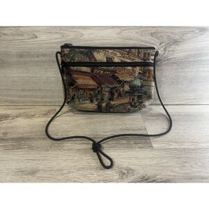 Danny K. Beverly Hills USA Made Embroidered Tapestry Crossbody Bag Purse